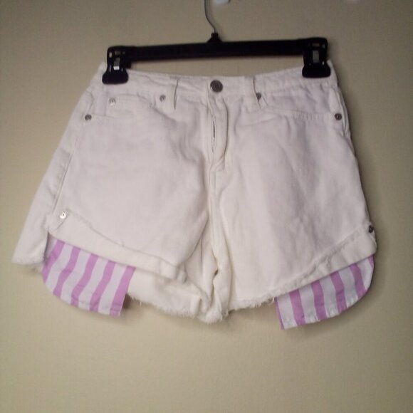 Habitual Kid Shorts Girls 12 High Rise Ritual Short Raw Hem Denim White - Picture 2 of 13